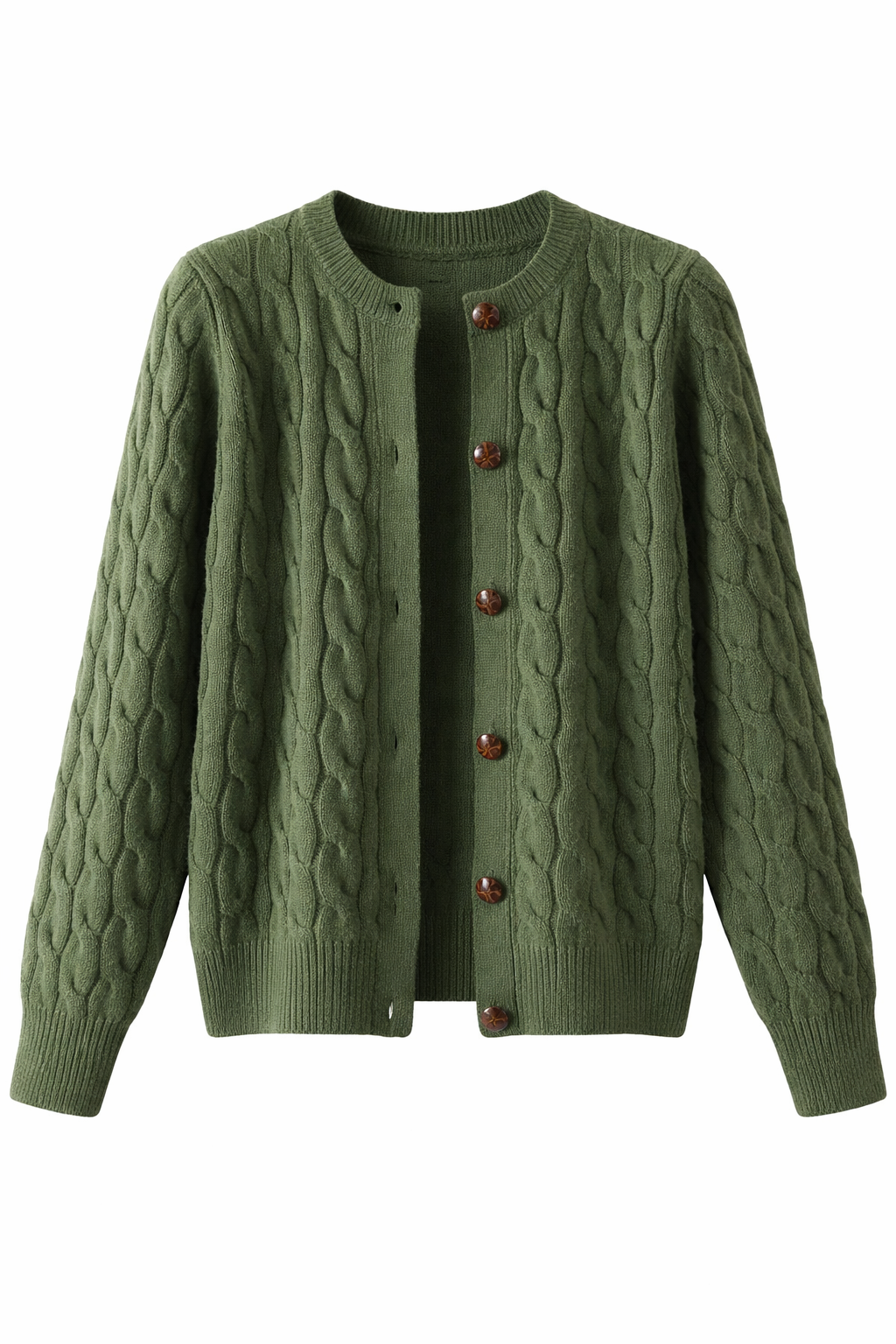Goblincore Mossy Cable-Knit Button Cardigan - Сottagecore clothes