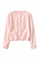 Gentle Pearl Button Bow Cardigan