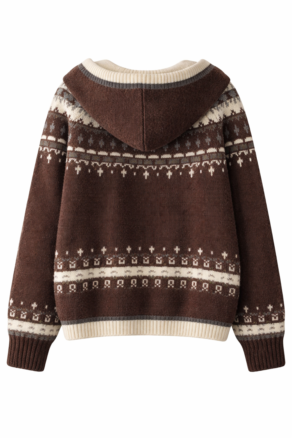 Mori Girl Nordic Fair Isle Zip Hoodie Knit
