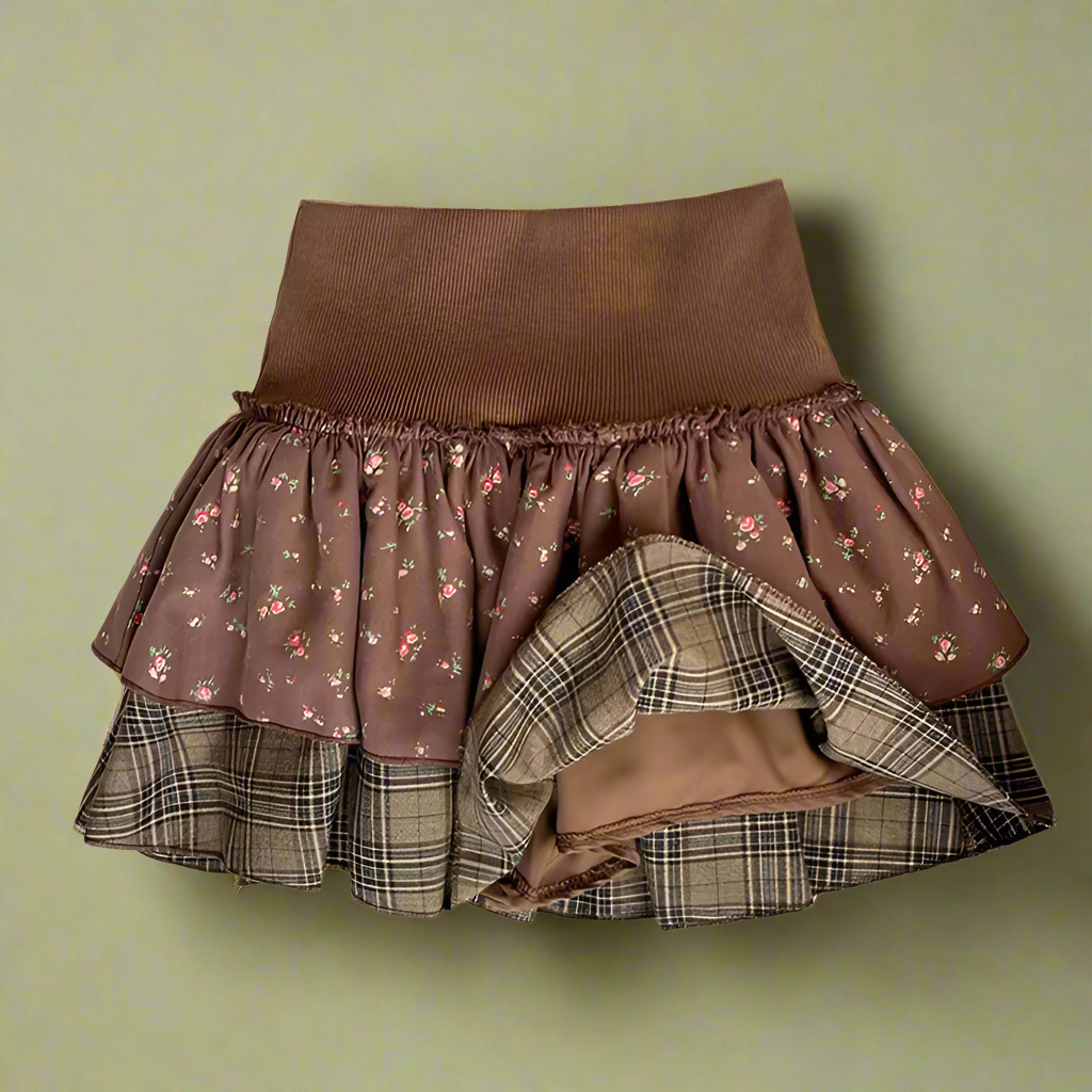 Plaid Petal Layers Skirt cottagecoreclothes