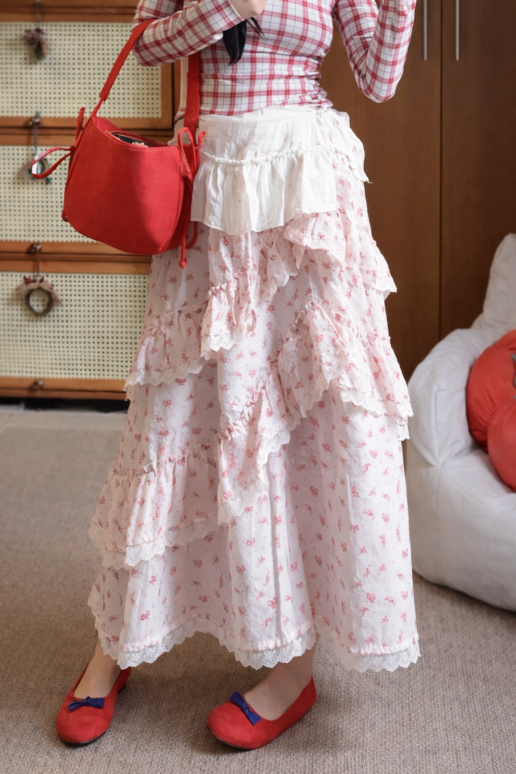 Coquette Bow Print Ruffle Cake Skirt