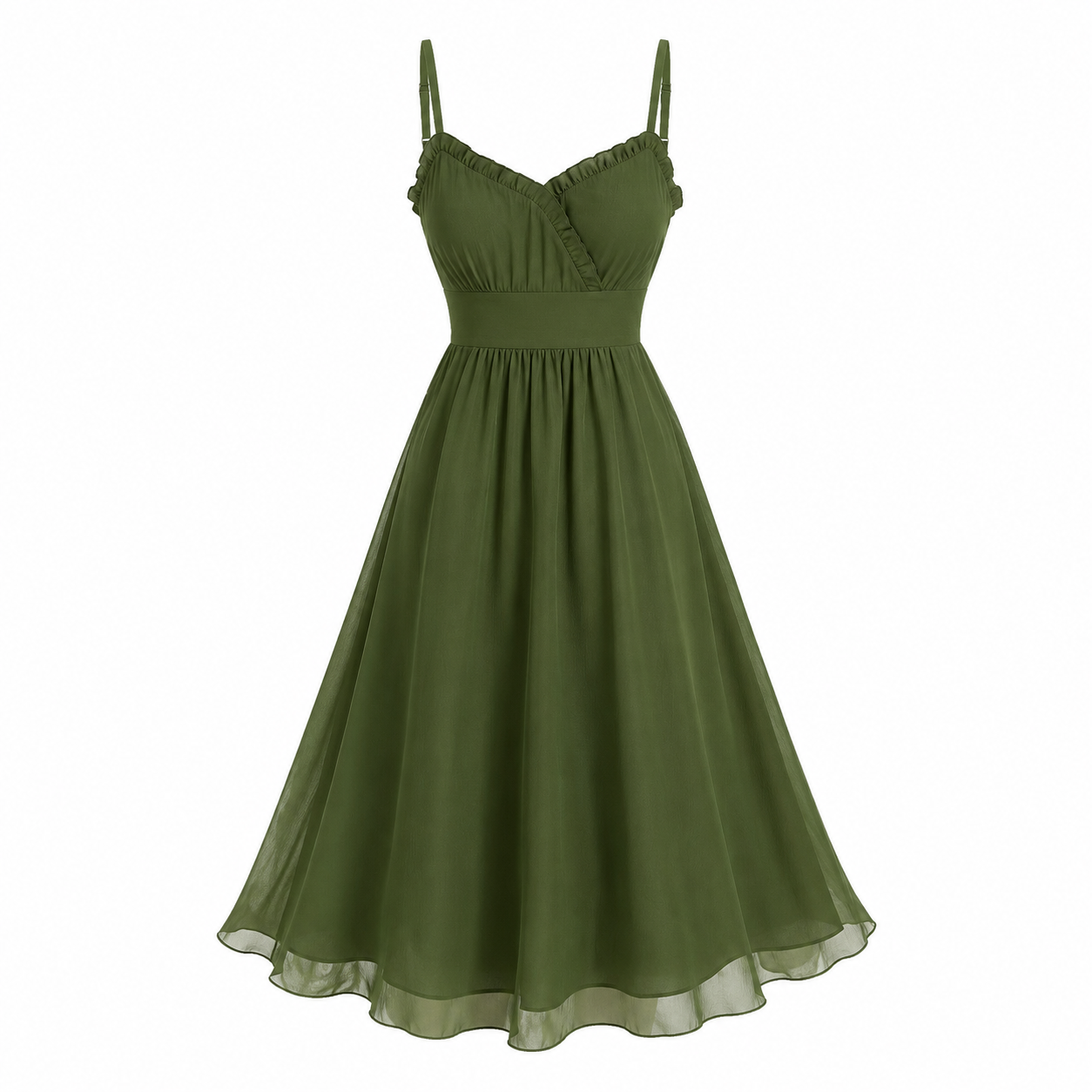 Cottagecore Moss Garden Ruffle Slip Dress – Сottagecore clothes