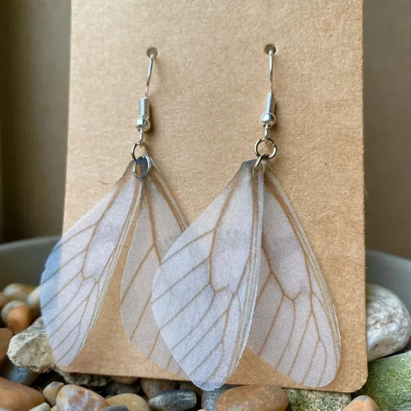 Fairycore Earrings — Veined Gossamer Drop
