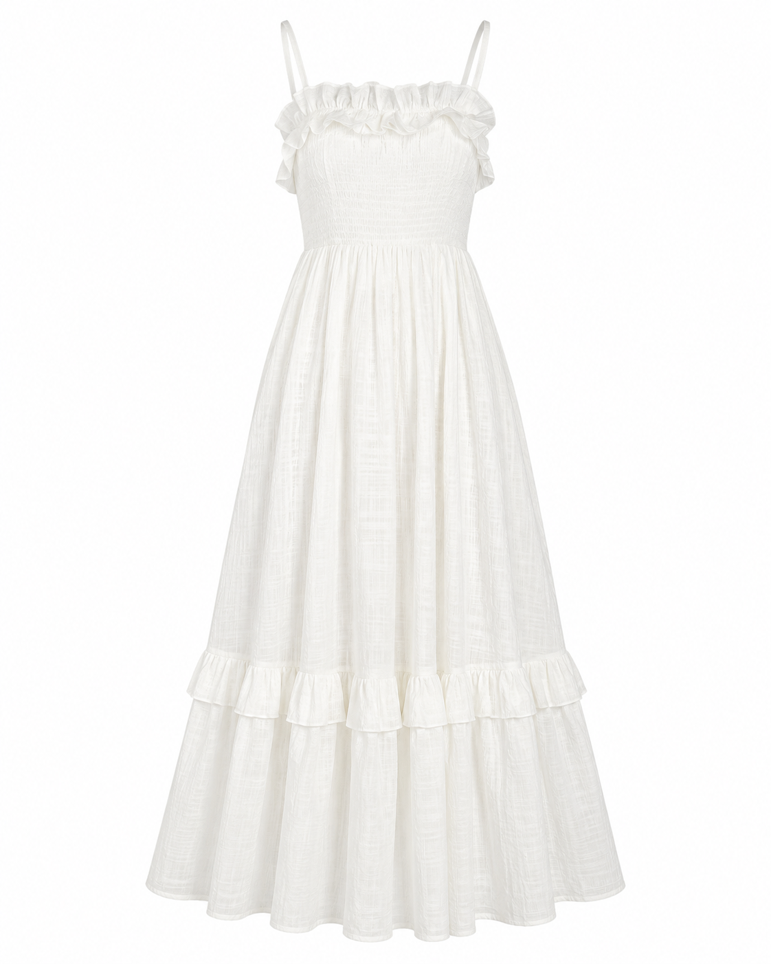 White Cottagecore Ruffle Maxi Dress – Сottagecore clothes