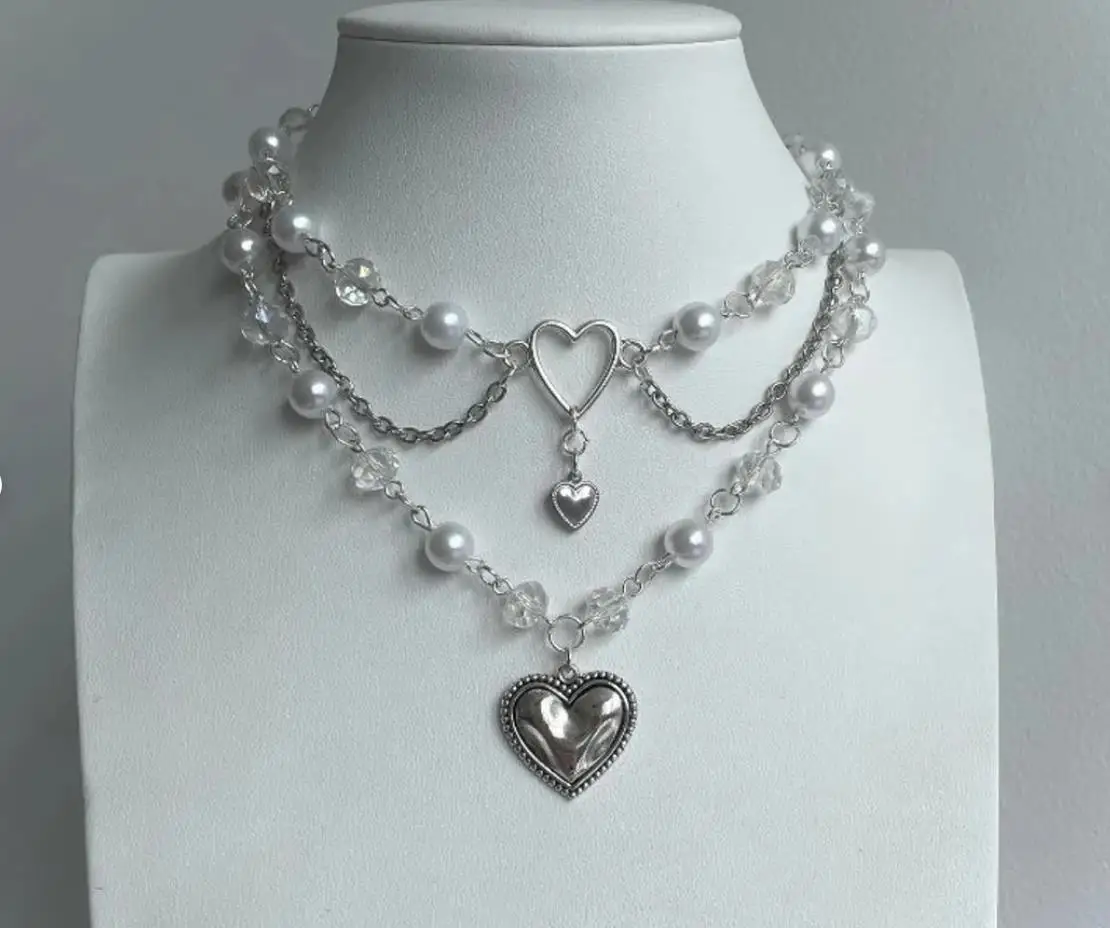 Fairycore Pearl & Crystal Layer Necklace