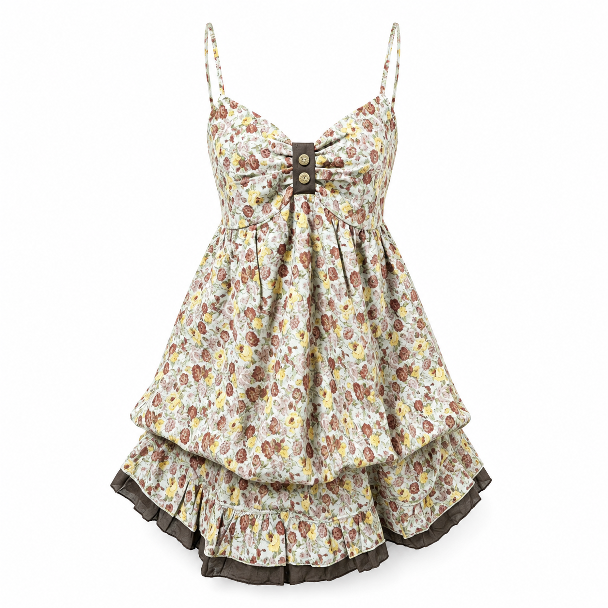 Cottagecore Faded Garden Floral Mini Dress