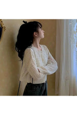 Vintage Pearl-Embellished Knit Fall Cardigan cottagecoreclothes