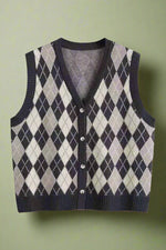 Classic Argyle Knit Vest cottagecoreclothes