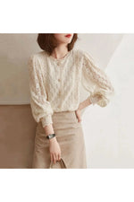 Vintage Pearl Button Lace Blouse cottagecoreclothes