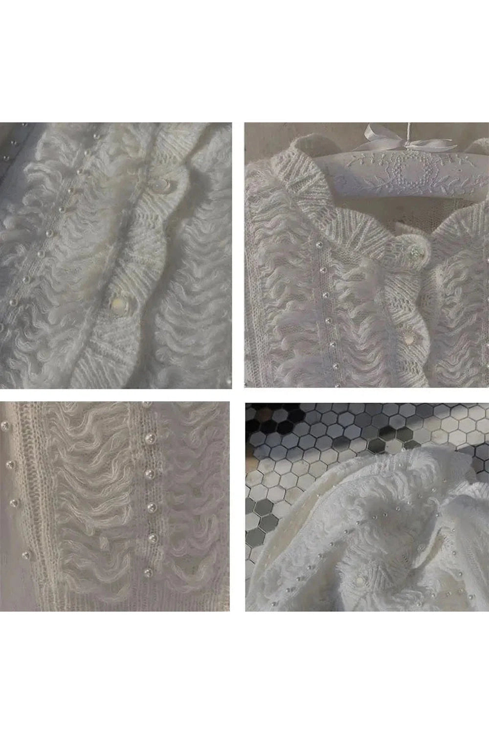 Vintage Pearl-Embellished Knit Fall Cardigan cottagecoreclothes