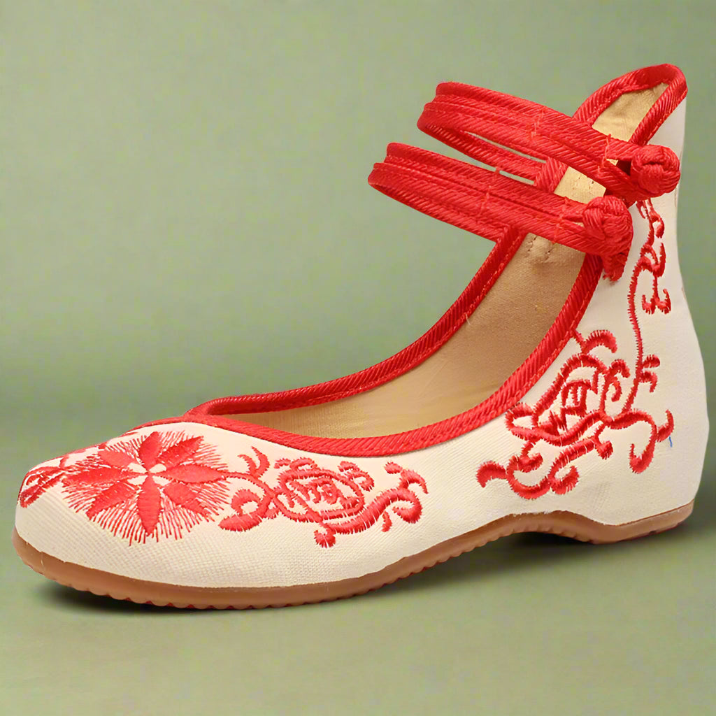 Vintage Double Strap Embroidered Ballet Shoes cottagecoreclothes