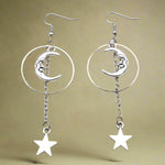 Fairycore Crescent Moon and Star Drop Earrings cottagecoreclothes