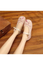 Floral Embroidered Mary Janes Shoes cottagecoreclothes