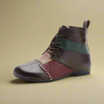 Goblincore Patchwork Leather Ankle Boots cottagecoreclothes