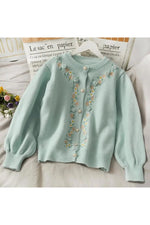 Vintage Flower Embroidery Warm Fall Cardigan cottagecoreclothes