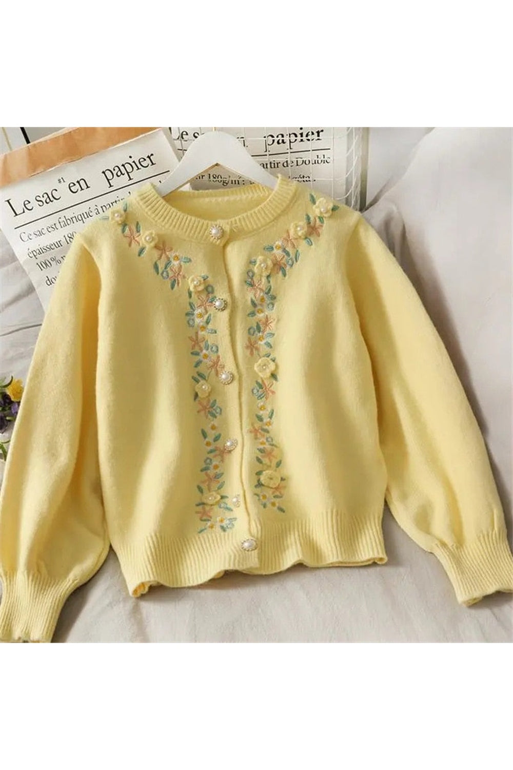Vintage Flower Embroidery Warm Fall Cardigan cottagecoreclothes