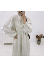 Johnature Floral Linen Ruffle Dress cottagecoreclothes