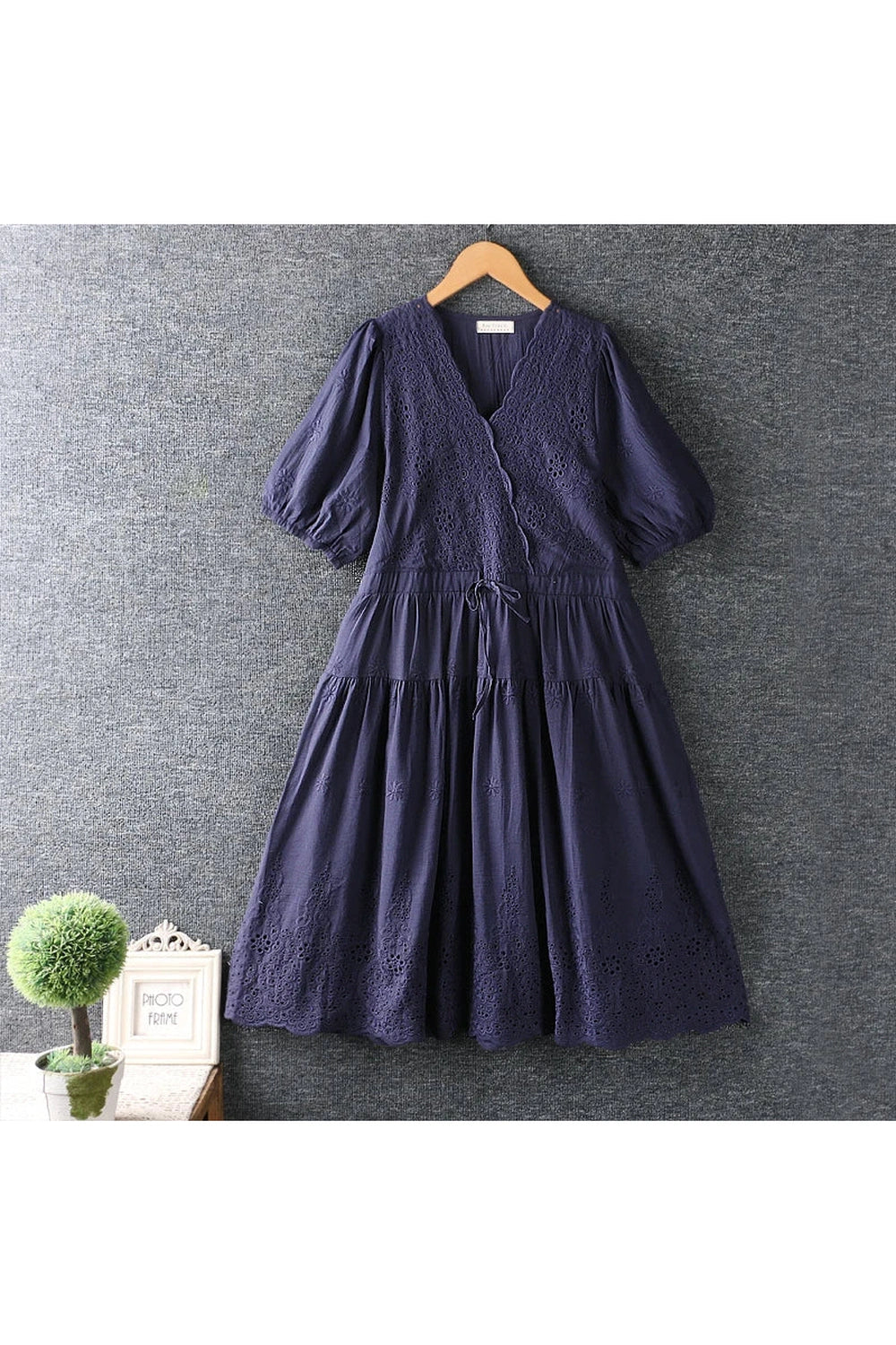 Sweet V-Neck Embroidery Dress cottagecoreclothes