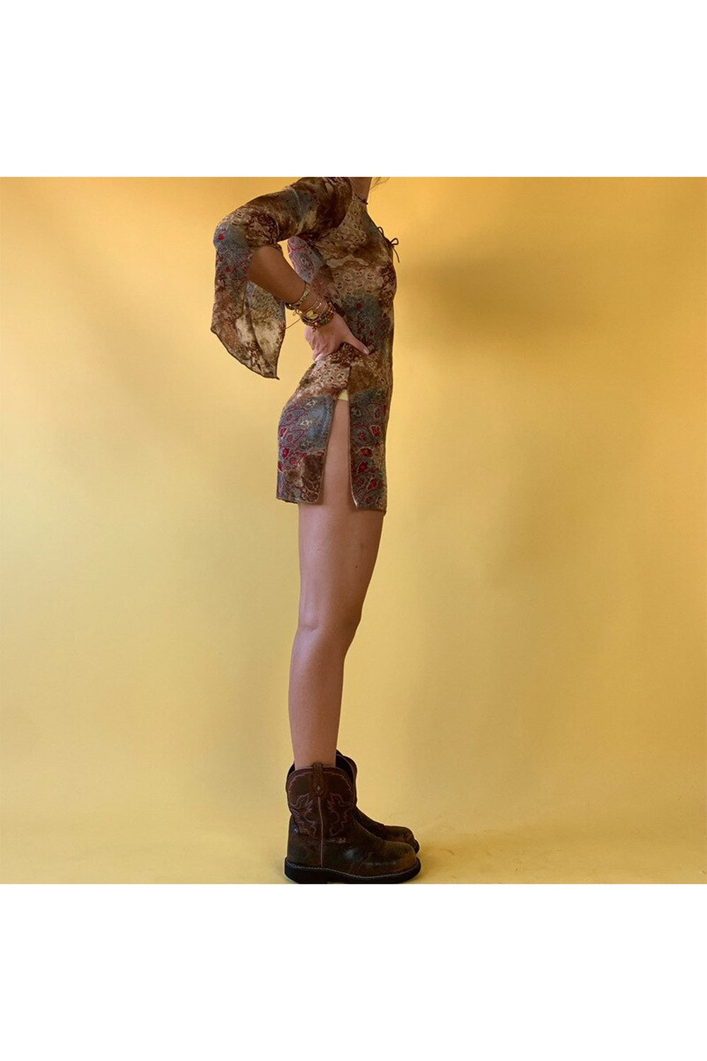 Retro Graphic Print Mini Dress cottagecoreclothes