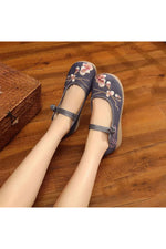 Floral Embroidered Mary Janes Shoes cottagecoreclothes