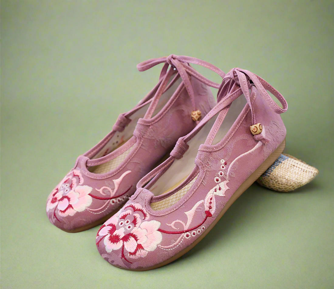 Fairycore Lace-Up Pink Blossom Shoes cottagecoreclothes