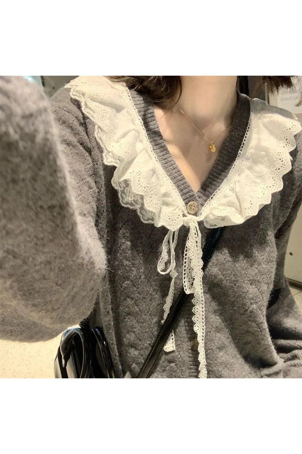 Vintage Frilled Edge Fall Sweater cottagecoreclothes