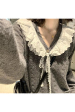 Vintage Frilled Edge Fall Sweater cottagecoreclothes