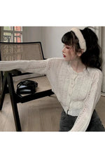 Vintage Pearl-Embellished Knit Fall Cardigan cottagecoreclothes