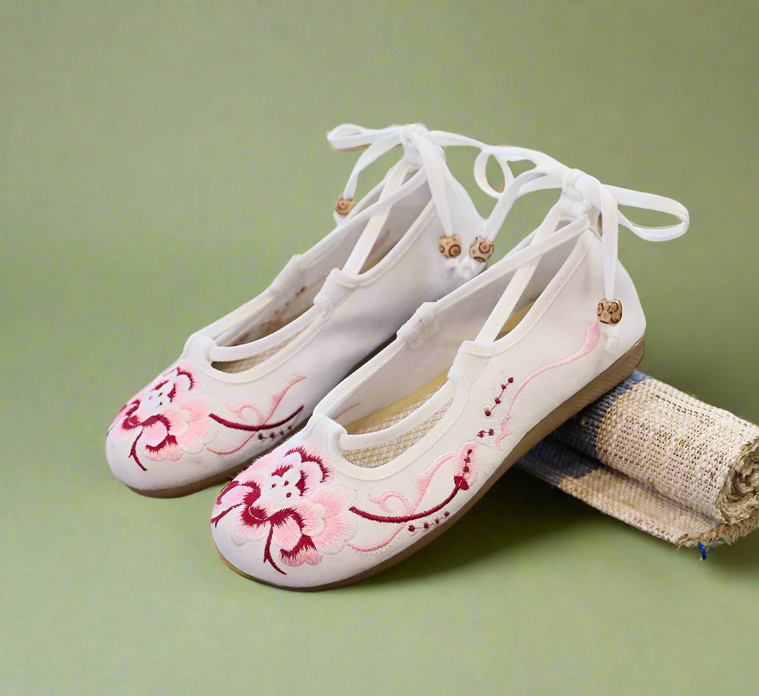 Fairycore Lace-Up Pink Blossom Shoes cottagecoreclothes
