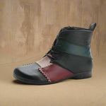 Goblincore Patchwork Leather Ankle Boots cottagecoreclothes