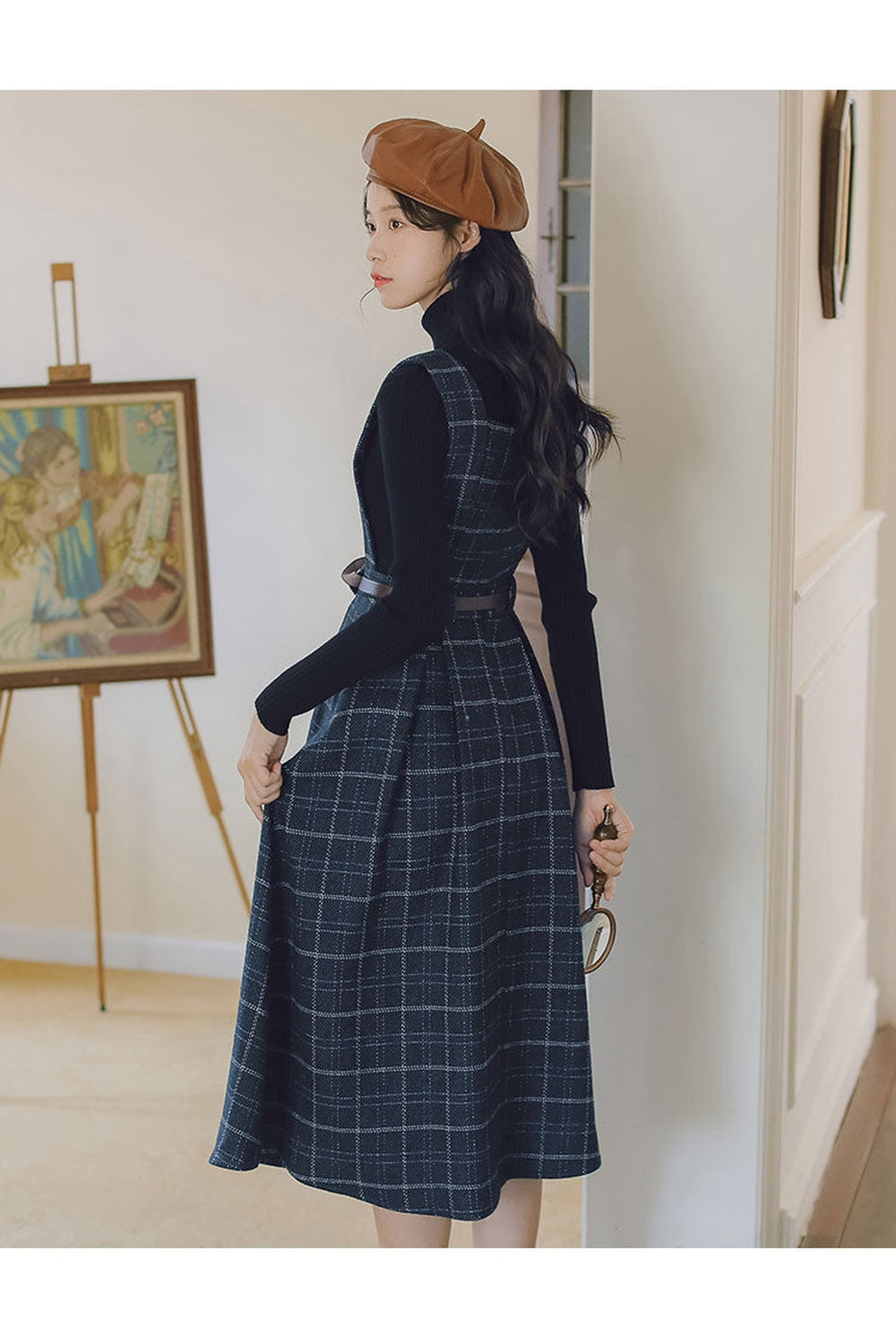 Plaid Woolen Midi Sundress cottagecoreclothes