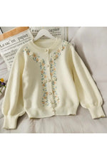 Vintage Flower Embroidery Warm Fall Cardigan cottagecoreclothes
