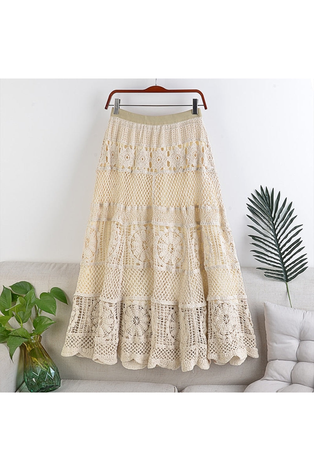 Crocheted Hollow Long Skirt cottagecoreclothes