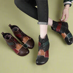 Goblincore Patchwork Leather Ankle Boots cottagecoreclothes
