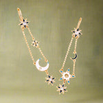 Celestial Star and Moon Chain Drop Earrings cottagecoreclothes