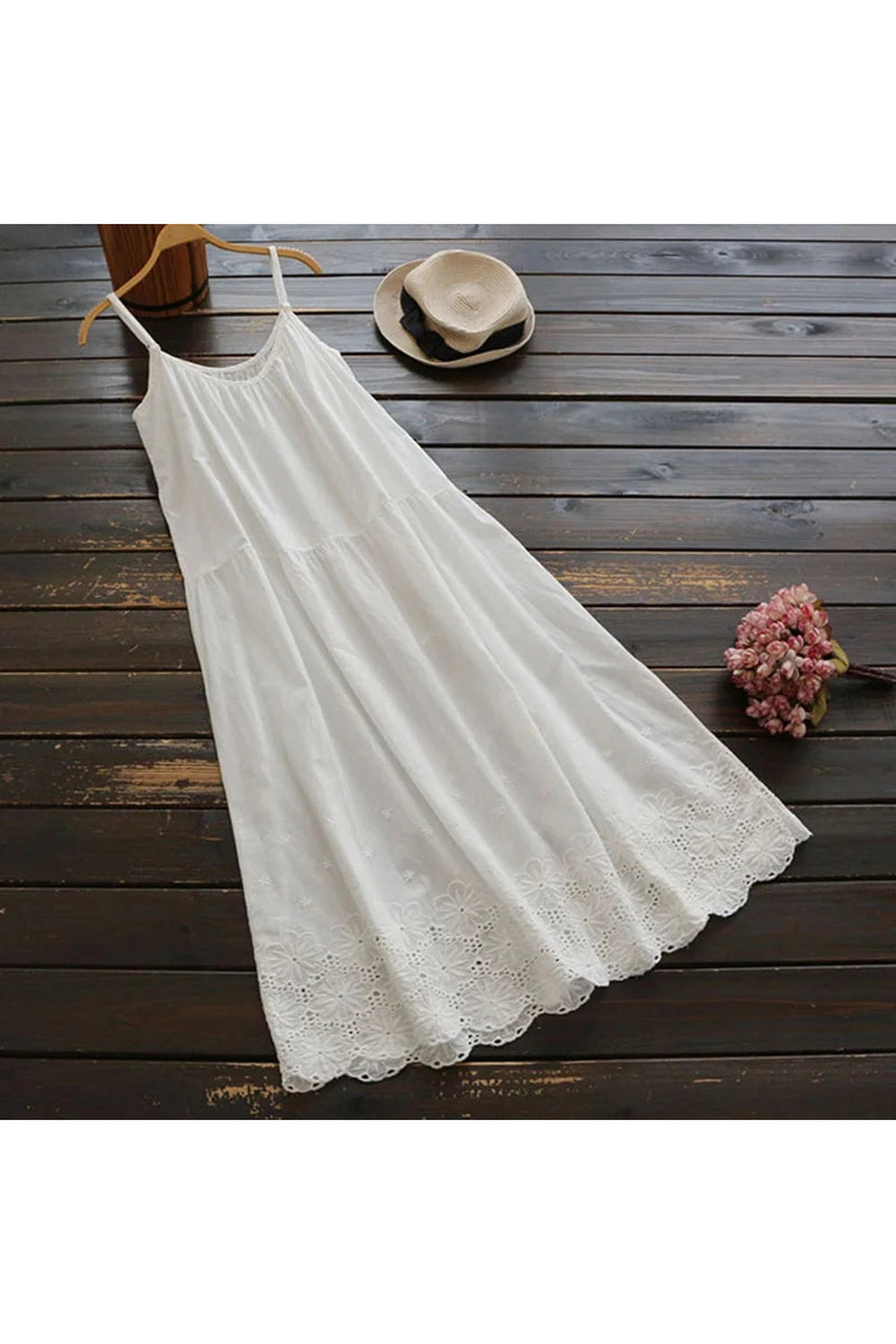 Vintage Lace Trim Slip Dress cottagecoreclothes