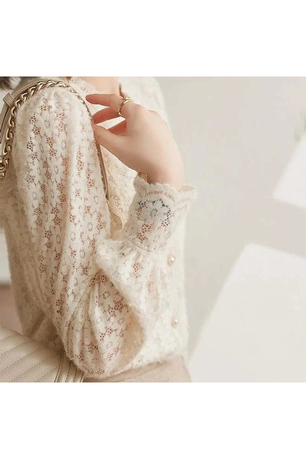 Vintage Pearl Button Lace Blouse cottagecoreclothes