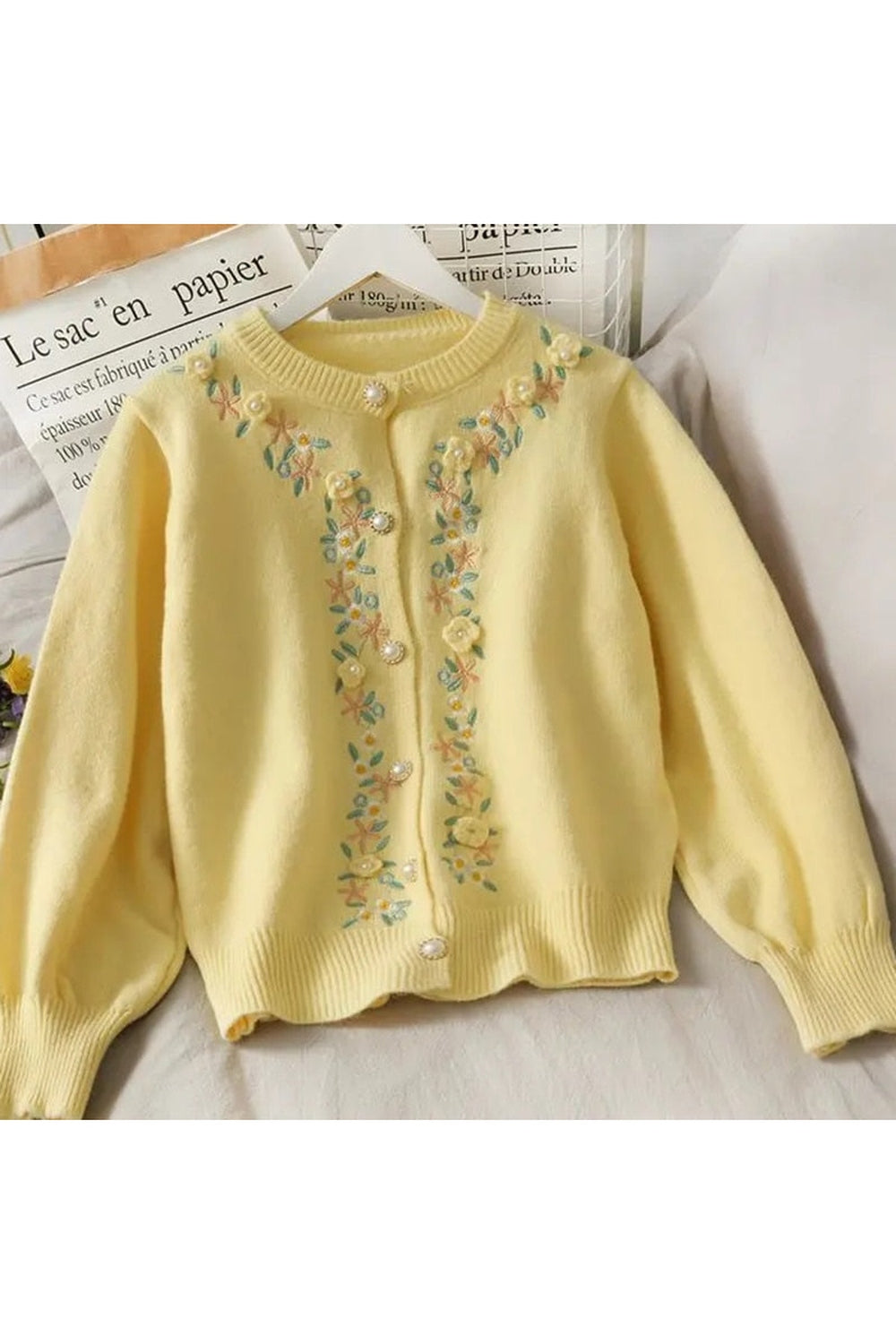 Vintage Flower Embroidery Warm Fall Cardigan cottagecoreclothes