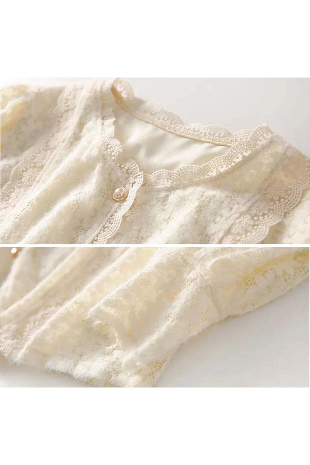 Vintage Pearl Button Lace Blouse cottagecoreclothes