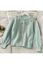 Vintage Flower Embroidery Warm Fall Cardigan cottagecoreclothes