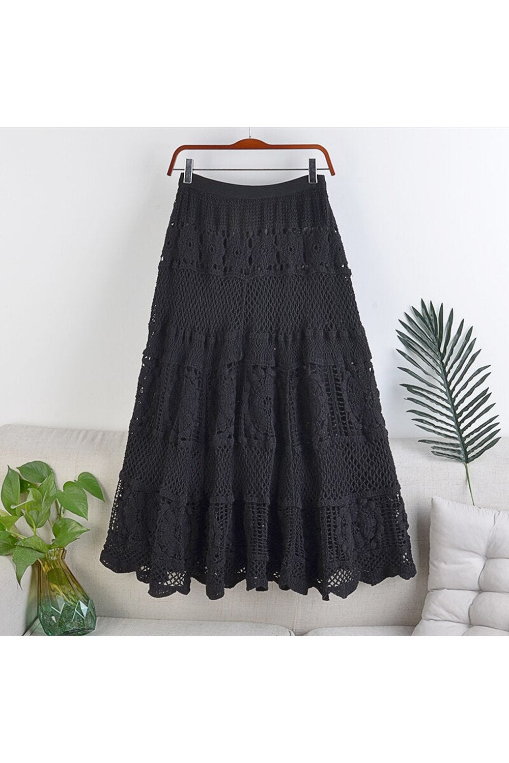 Crocheted Hollow Long Skirt cottagecoreclothes