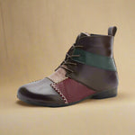 Goblincore Patchwork Leather Ankle Boots cottagecoreclothes