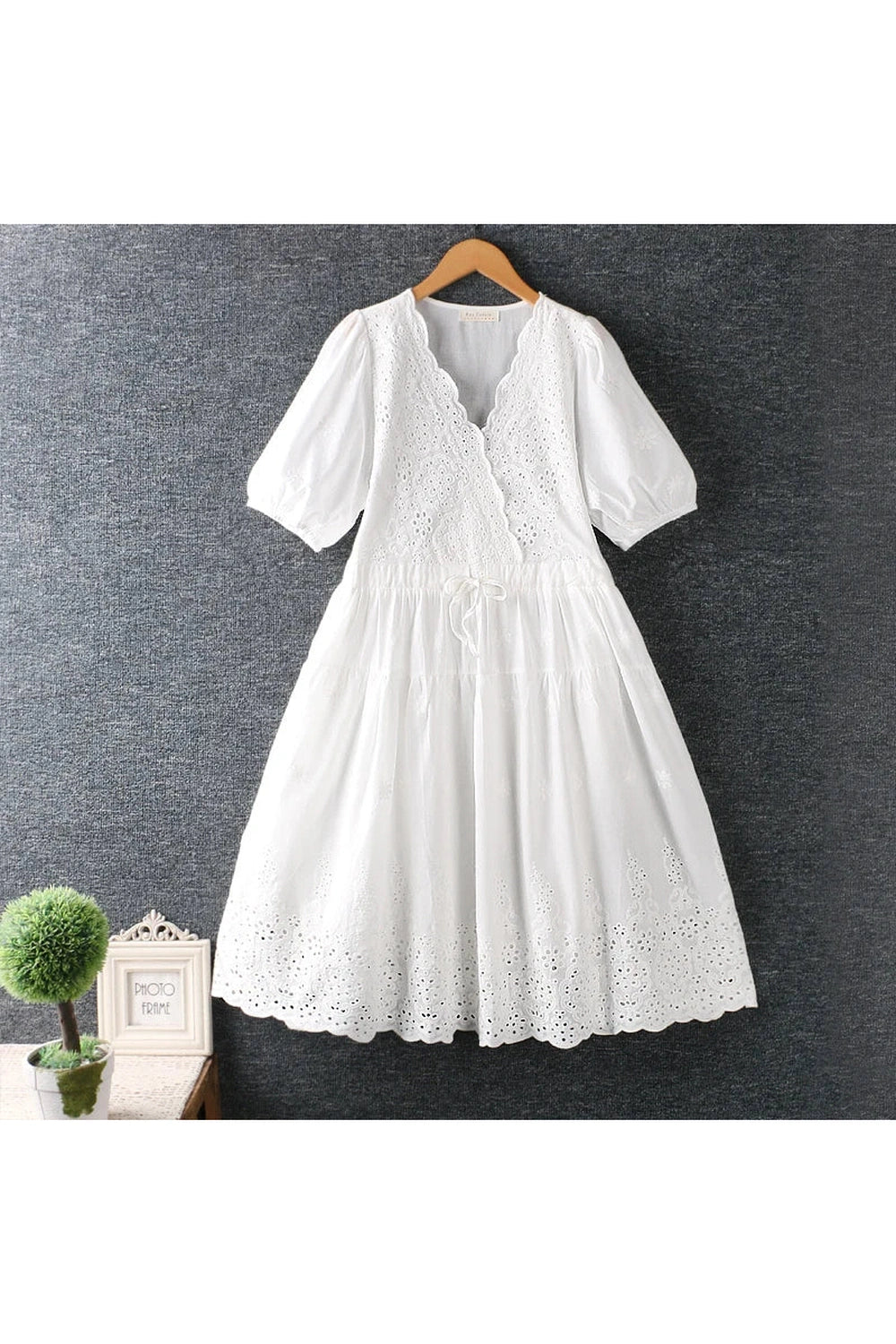 Sweet V-Neck Embroidery Dress cottagecoreclothes