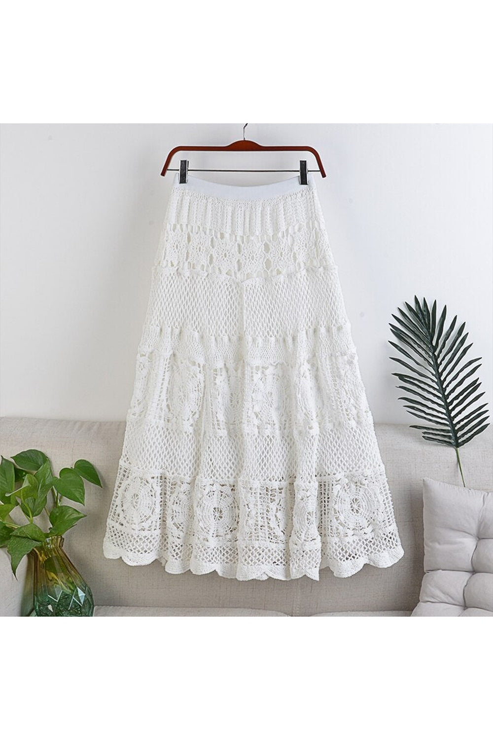 Crocheted Hollow Long Skirt cottagecoreclothes