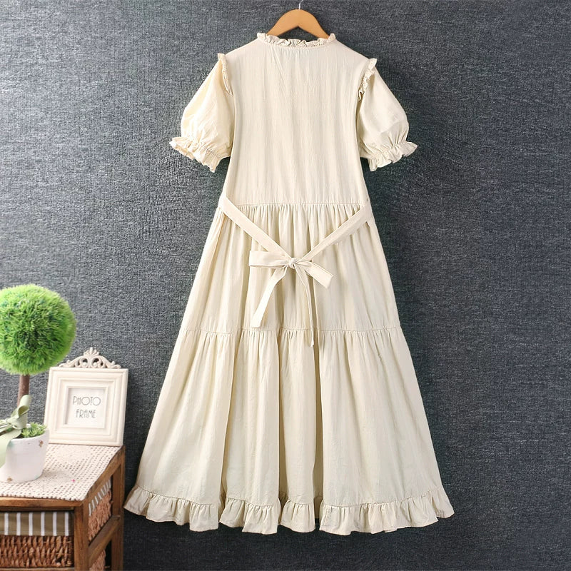 Dark Mori Bow Tie Tiered Midi Dress