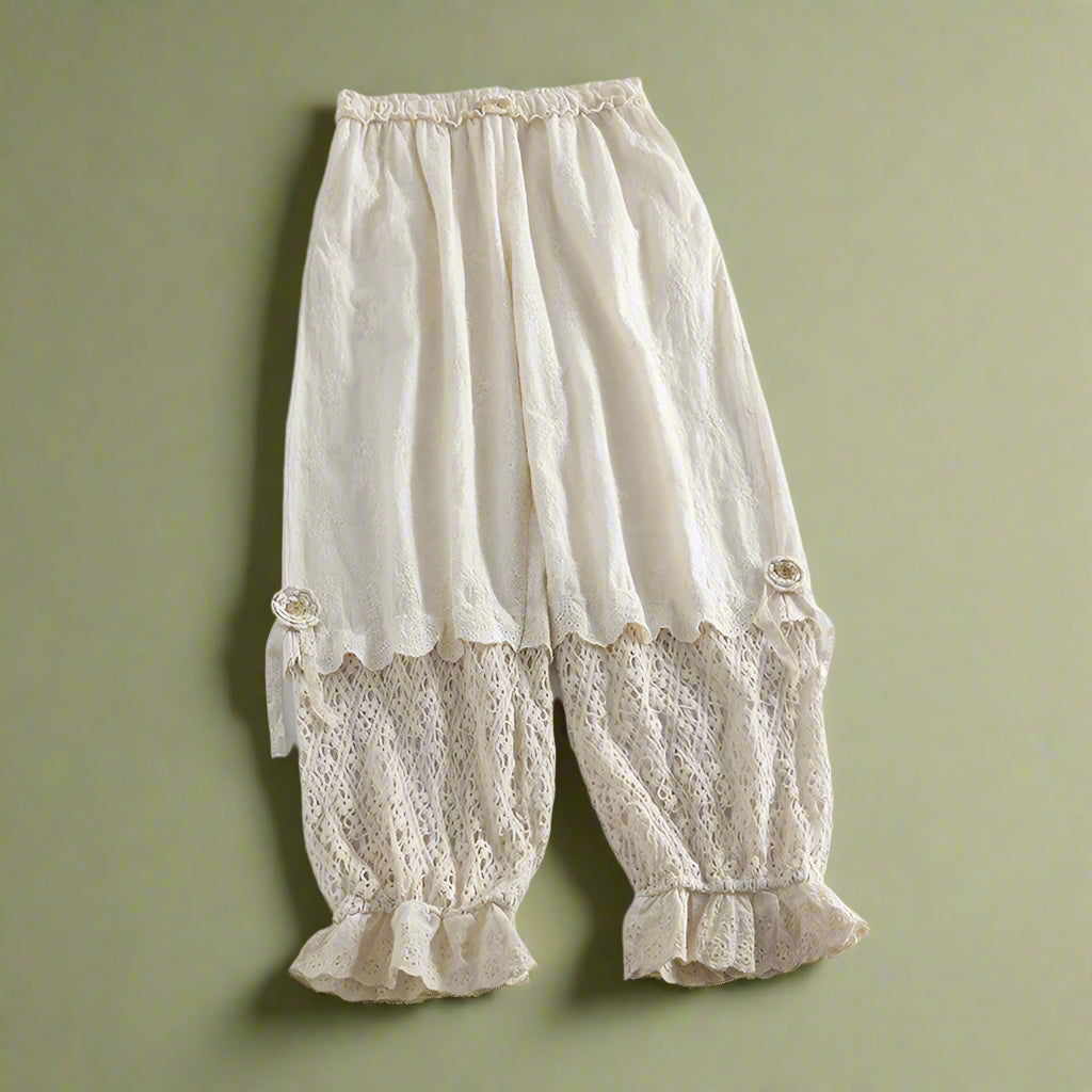 Mori Girl Vintage Crochet Lace Pants cottagecoreclothes