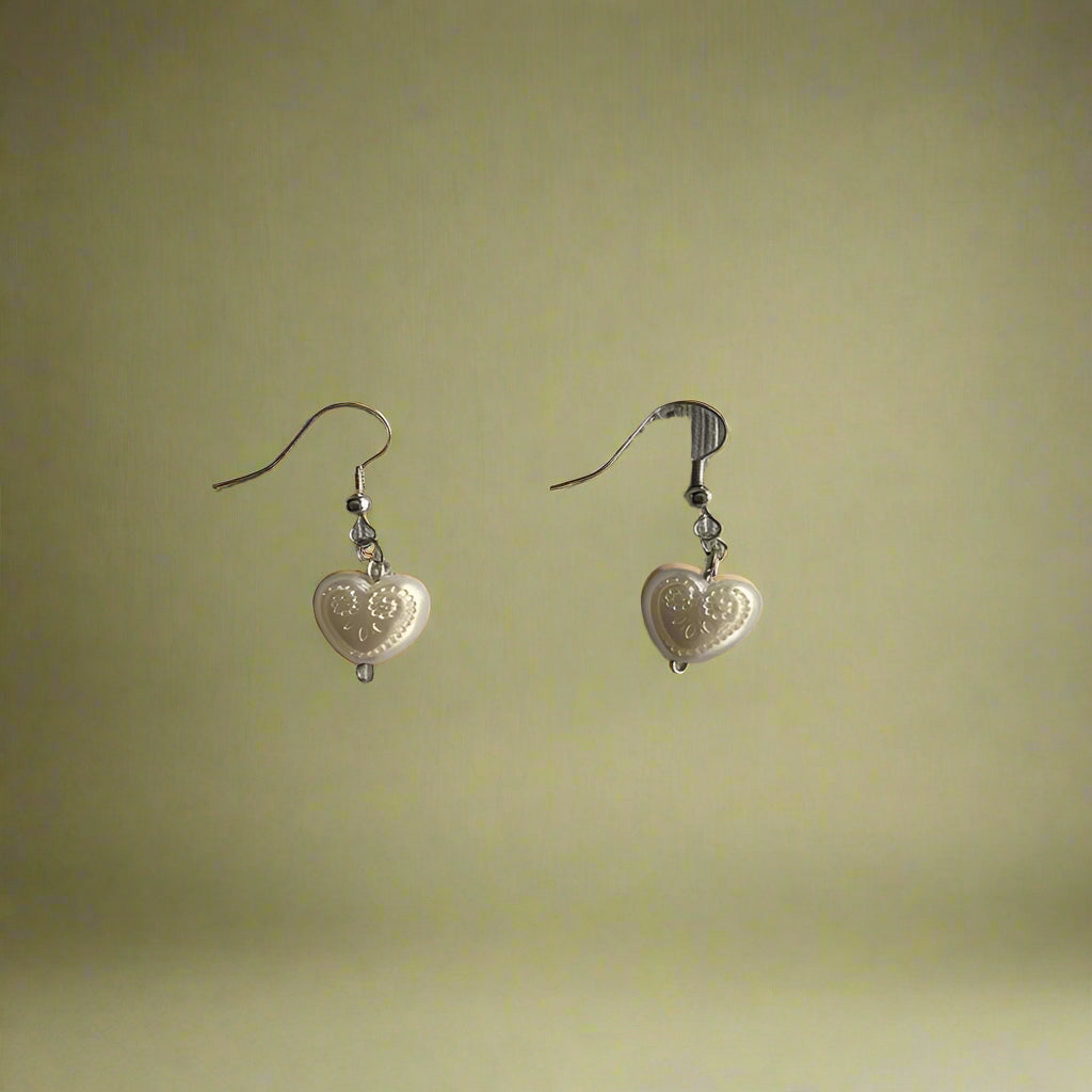 Vintage Romance Embossed Heart Earrings cottagecoreclothes