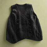 Rustic Cable Knit Button Vest cottagecoreclothes