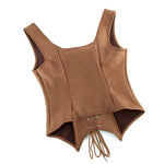 Goblincore Rustic Brown Lace-Up Corset