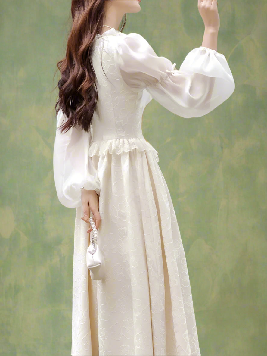 Fairycore Puff Sleeve Midi Dress cottagecoreclothes